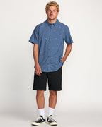 All Day Jacquard Short Sleeve Shirt - Deep Blue
