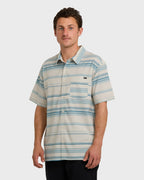 All Day Stripe Short Sleeve Shirt - Dusty Blue