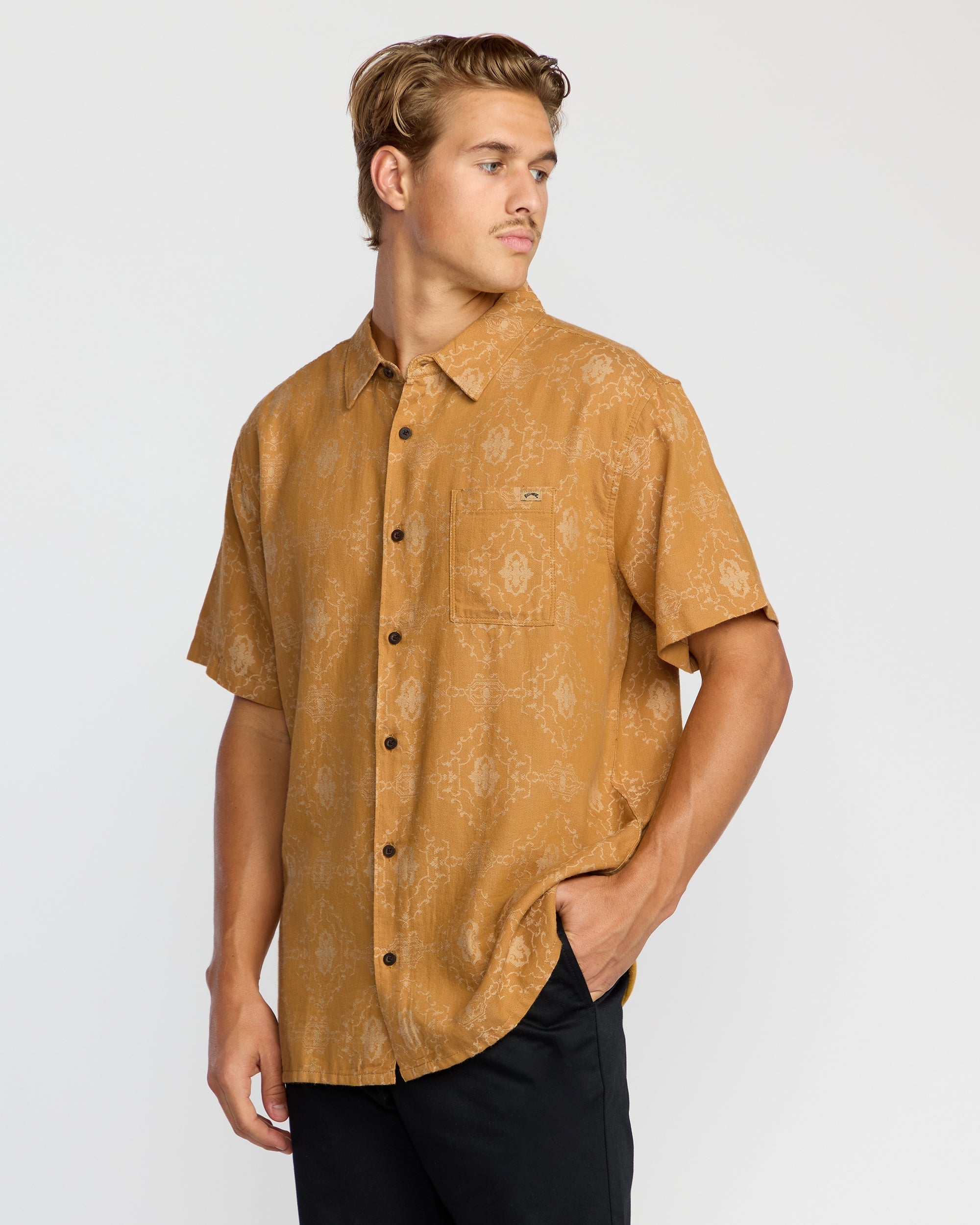 Sundays Jacquard Short Sleeve Woven Shirt - Golden Haze