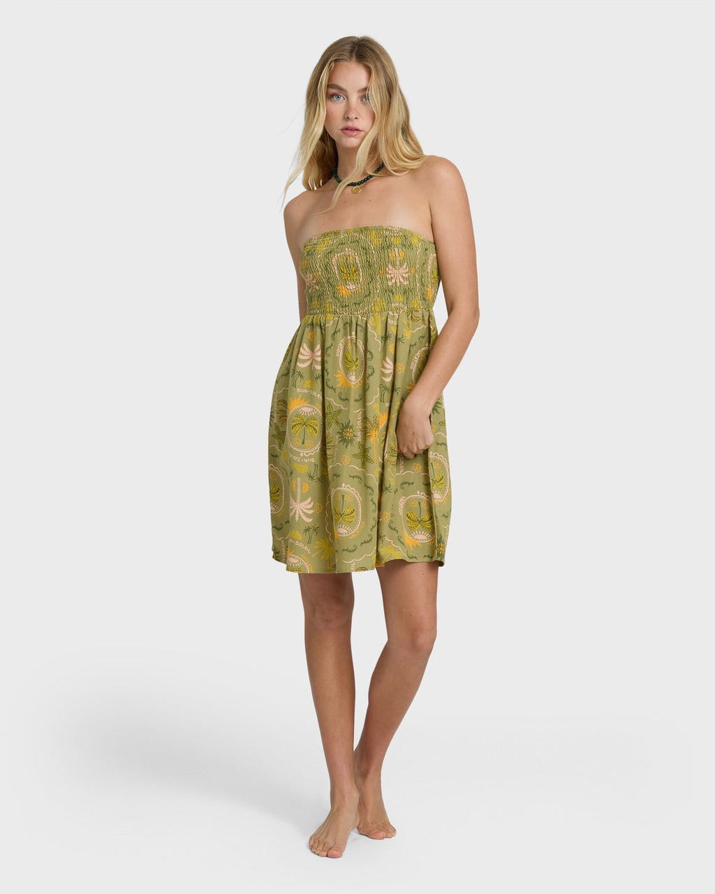 Tropical Haze Mini Dress - Cedar
