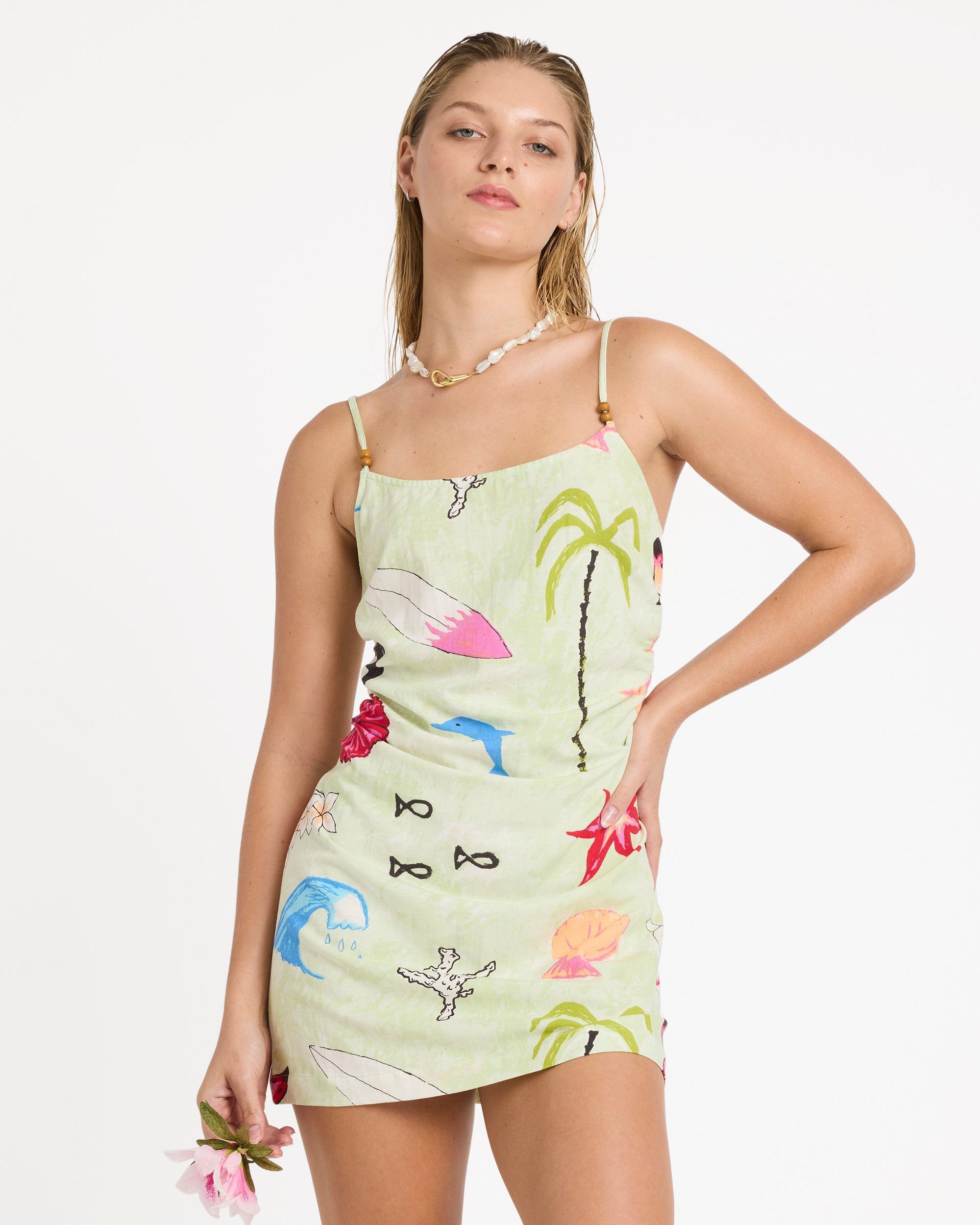 Lottie Hall Woven Dress - Sunny Lime