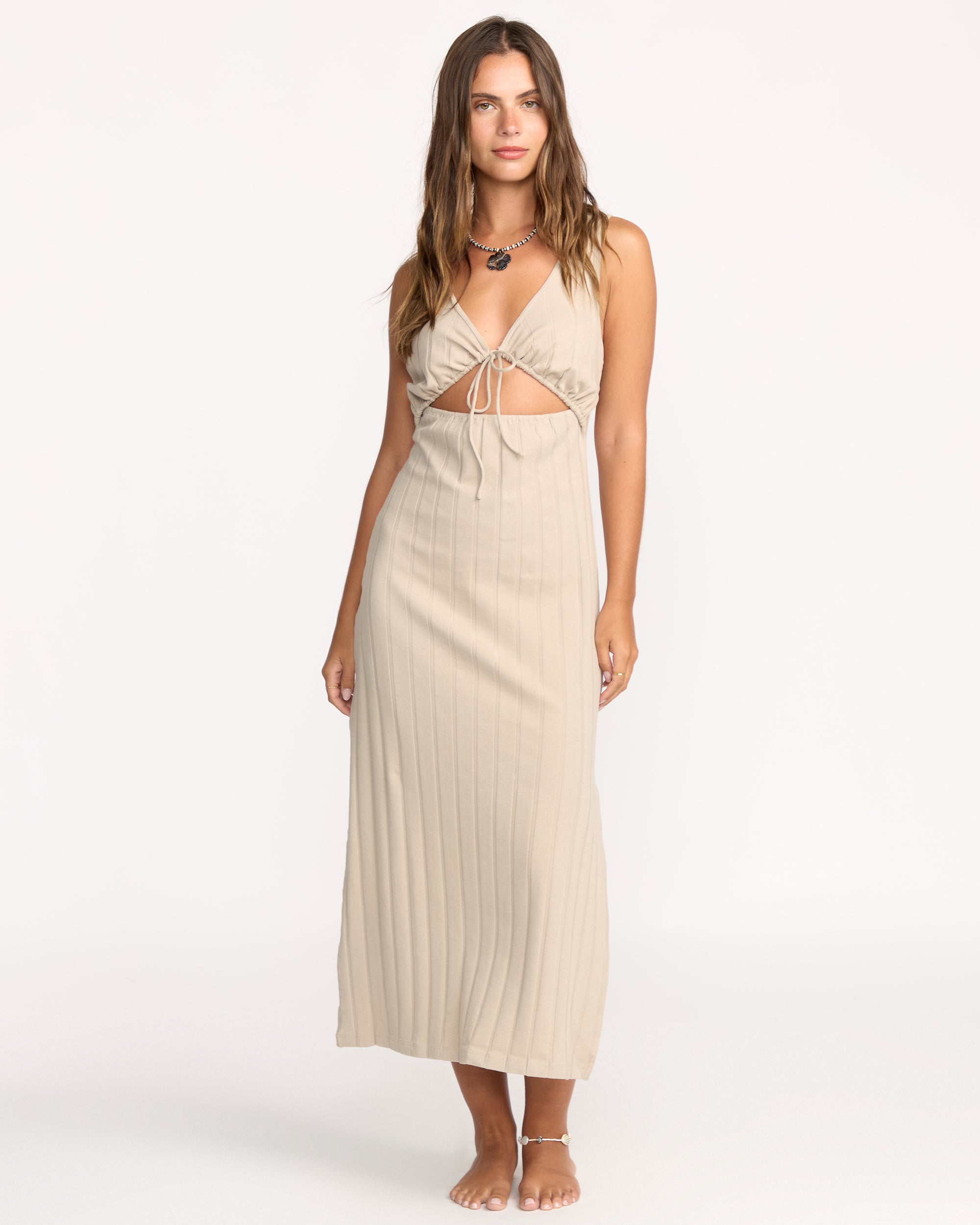 Slides Midi Knit Dress - Cobblestone