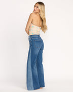 Free Fall High-Waist Denim Flare Pants - Middle Broken Blue