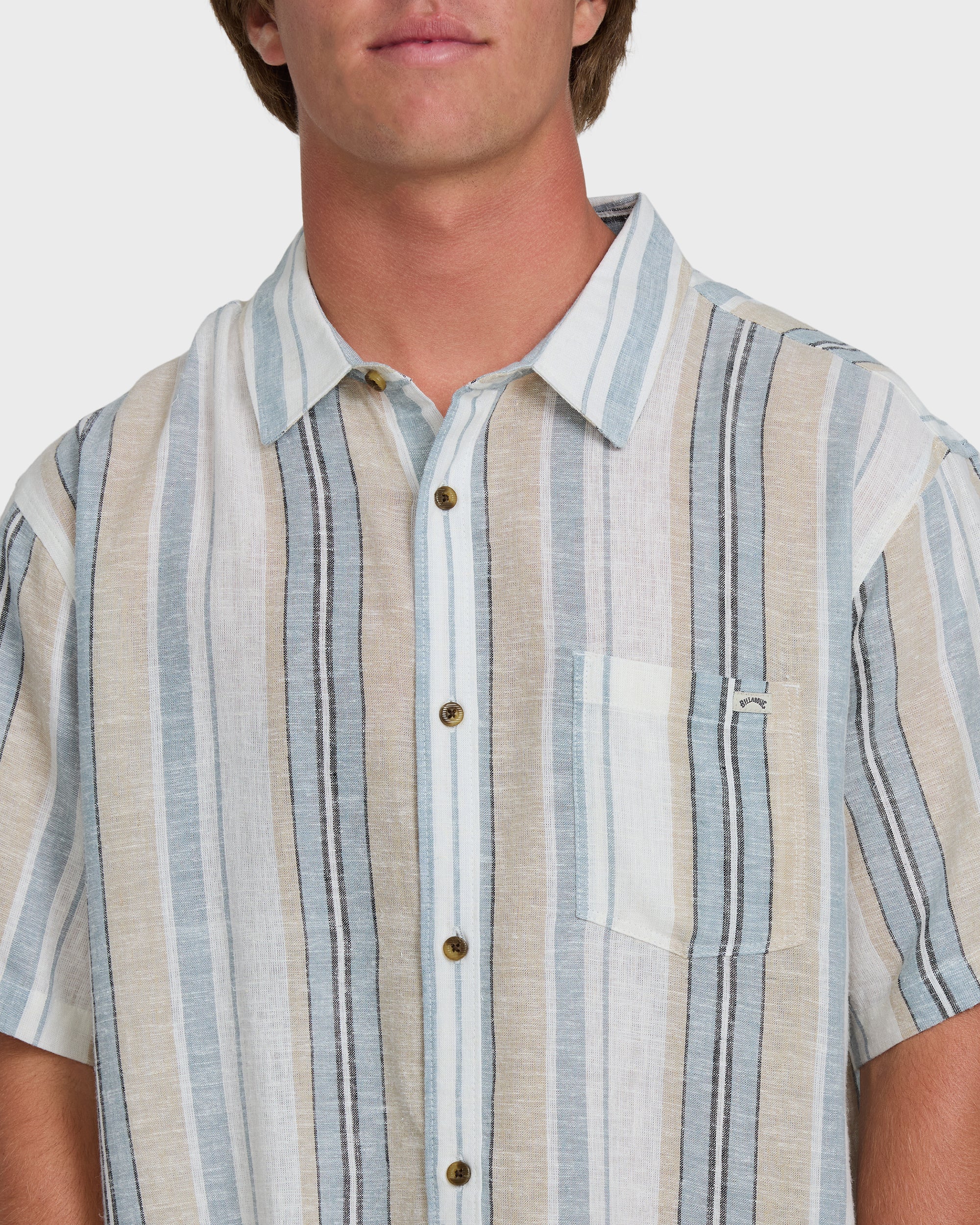 All Day Stripe Short Sleeve Shirt - Blue/White