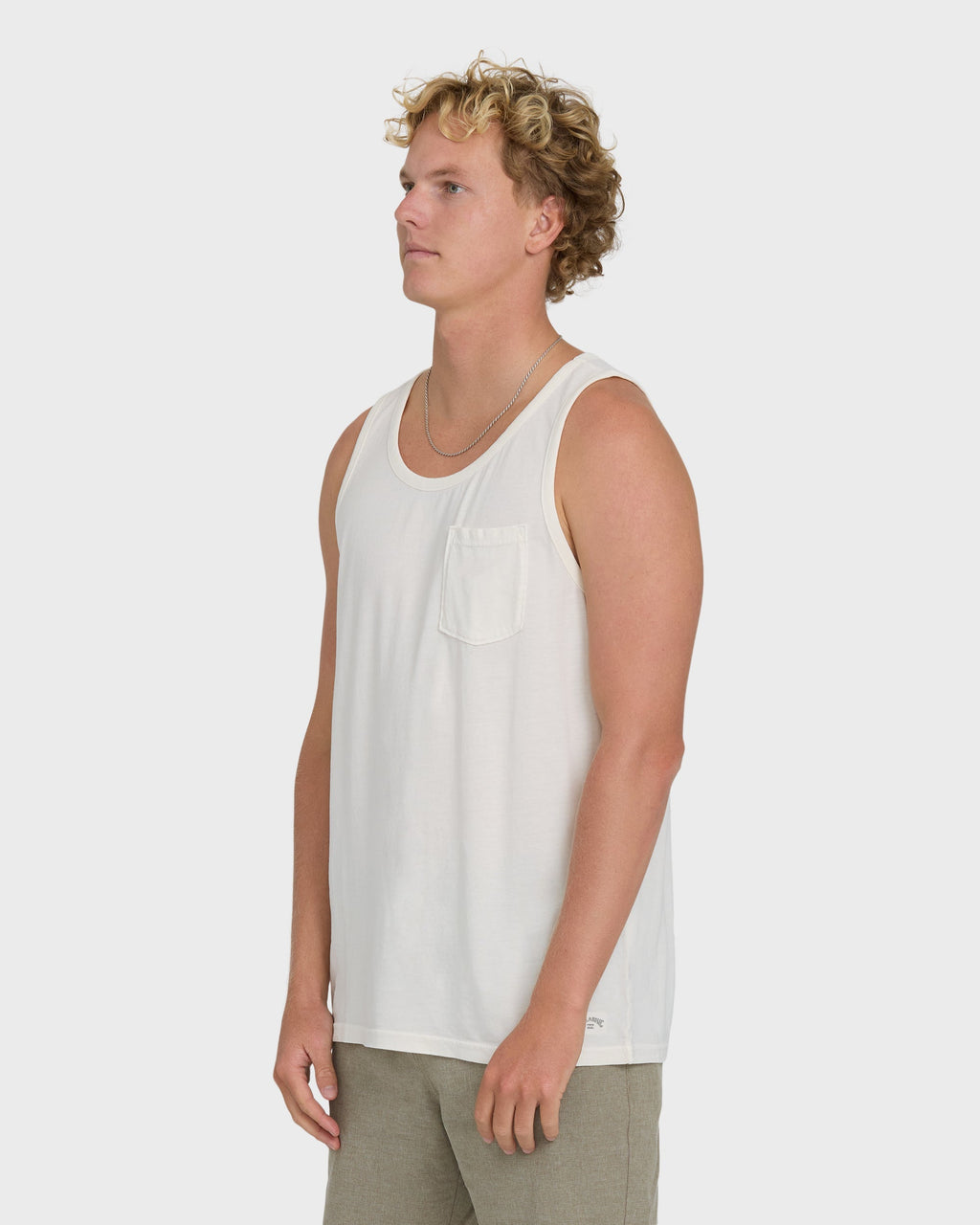 Essential Pocket Wave Washed Premium Tank Top - Off White