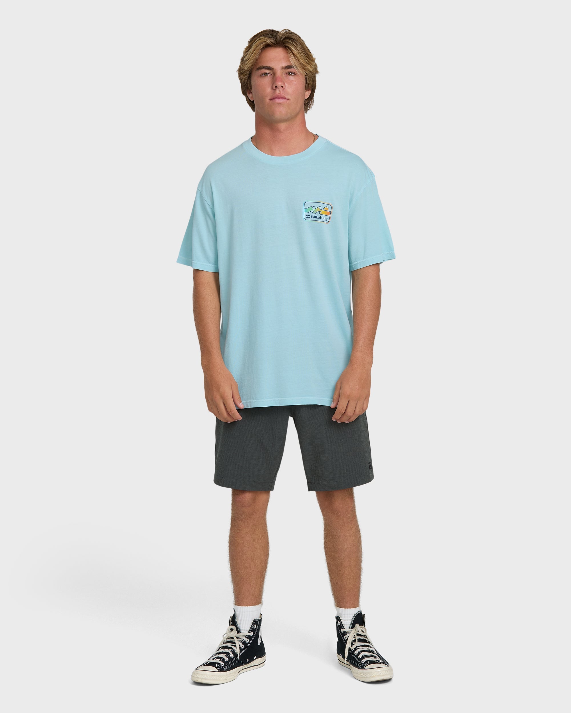 Runner Wave Washed Premium Short Sleeve Cotton T-Shirt - Coastal Blue