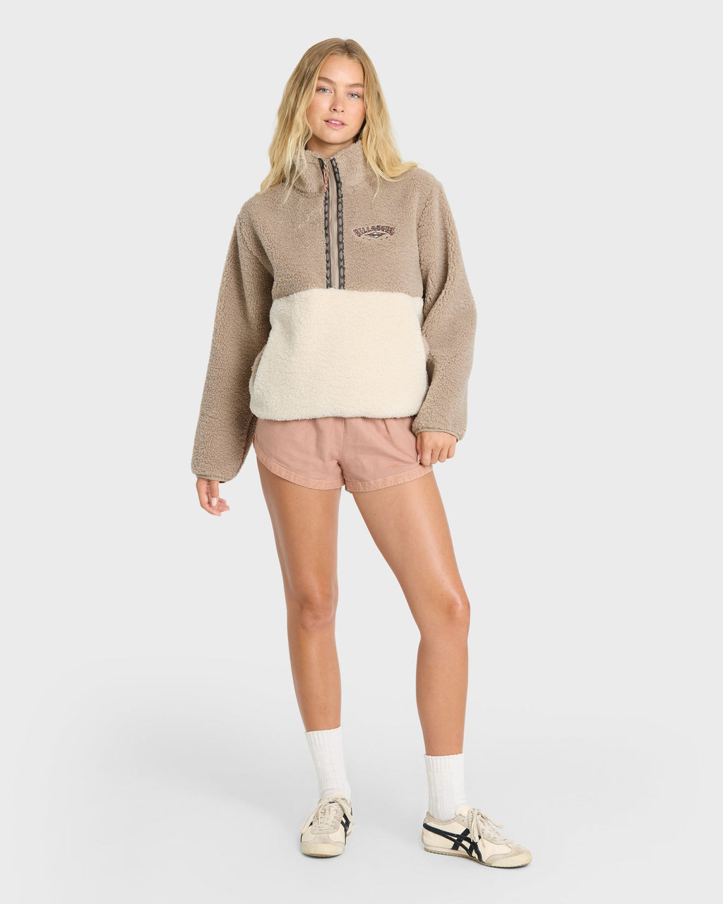 Horizon Sherpa Mock Neck Half Zip Sweatshirt - Cobblestone
