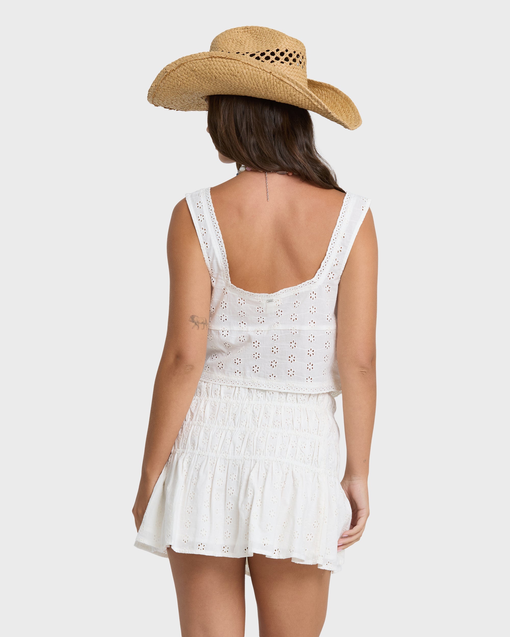 Eyelet Forever Mini Skirt - Salt Crystal