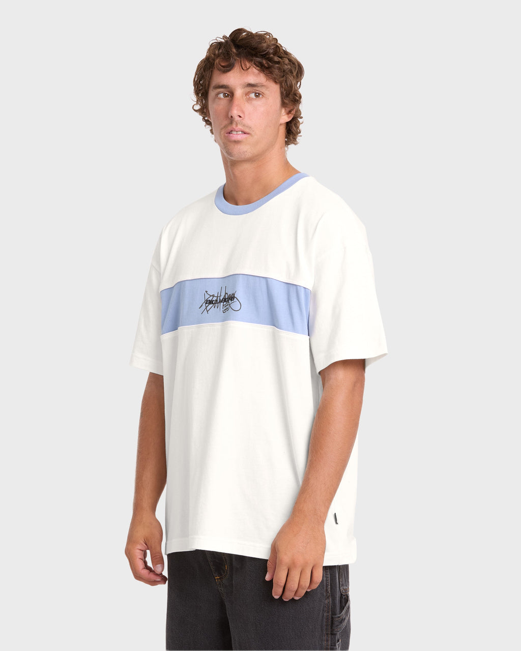 Bad Dog Shrapnel Ringer Short Sleeve Jersey T-Shirt - Off White